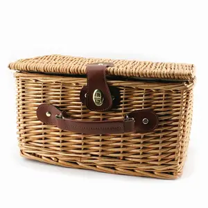 Large Picnic Oversized With Tissue Box Portable Outdoor basket Rattan Romantic Setup For Two Cheap Wholesale basketts Empty