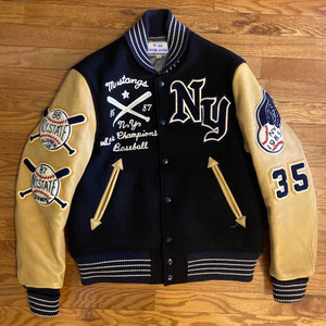 YUJIA Leather Varsity Jacket Free Design Embroidered Logo Letterman College Jacket 2024 baseball varsity jacket