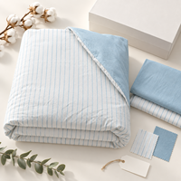 Parure de lit 4 pièces en coton lavé à rayures multicolores tissées géométriques, drap plat, drap-housse, housse de couette, logo personnalisé, vente en gros pour hôtels