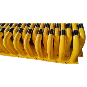 Colonne tubulaire ronde de stationnement <span class=keywords><strong>en</strong></span> métal <span class=keywords><strong>en</strong></span> forme de <span class=keywords><strong>U</strong></span> jaune et noir avec base carrée - Product Image 6