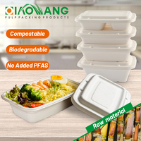 750 ml Rectangulaire Canne à Sucre Bagasse Lunch Container Écologique Jetable Biodégradable À Emporter Boîte Alimentaire 750 ml