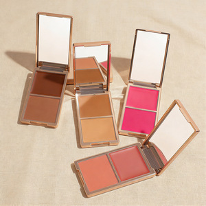 Paleta de Rubor en Crema de 2 Tonos en Estuche <span class=keywords><strong>Dorado</strong></span> de Lujo, Rubor Luminoso con Espejo, Marca Privada, Logotipo Personalizado, MOQ Bajo, Venta al Por Mayor - Product Image 3