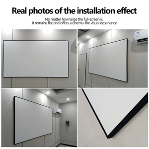 Écrans <span class=keywords><strong>de</strong></span> <span class=keywords><strong>projection</strong></span> <span class=keywords><strong>de</strong></span> haute qualité 100 pouces 16:9/4:3 avec cadre mural en PVC <span class=keywords><strong>blanc</strong></span>, bordure souple étroite <span class=keywords><strong>de</strong></span> 1 cm, cadre fixe - Product Image 4