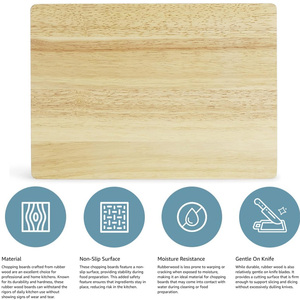 Planche à découper rectangulaire en bois d'hévéa, légère, compatible couteaux, idéale pour la gravure, bloc de boucher pour cadeau - Product Image 5