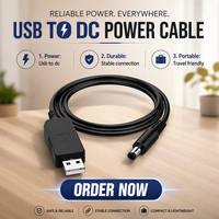 Kabel Konverter Step-up USB 5V ke 12V PVC Hitam 1M, USB A Male ke DC 5.5*2.1mm DC5521, Kabel Penguat Daya untuk Elektronik 12V