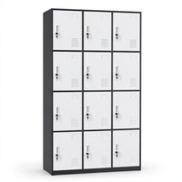Armoire métallique moderne, casier de rangement en acier laminé à froid, cadre noir, porte blanche, casier métallique pour bureau, école, gymnase
