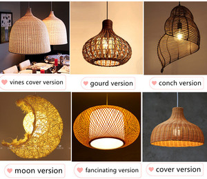 Lampadario Artistico in Rattan, Lampada Rotonda a Nido d'Uccello, Lampada in Paglia e Bambù, Illuminazione Creativa Idilliaca Giapponese Retrò per Balcone e Ristorante - Product Image 5