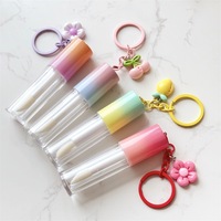 Tube de brillant à lèvres vide 6 ml en ABS dégradé avec porte-clés mignon, emballage cosmétique transparent pour rouge à lèvres liquide, tube de gloss à lèvres