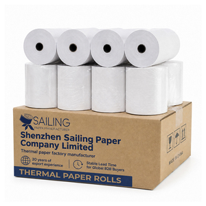 Rouleaux de papier thermique coloré de 80 mm de large, 80x60, 3 1/8 x 230, avec logo, pour reçus de facturation - Product Image 1