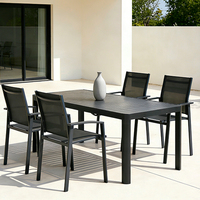 Fauteuil de jardin HOMFUL en aluminium avec assise en tissu respirant, dossier en toile, design démontable, empilable, chaise de café d'extérieur
