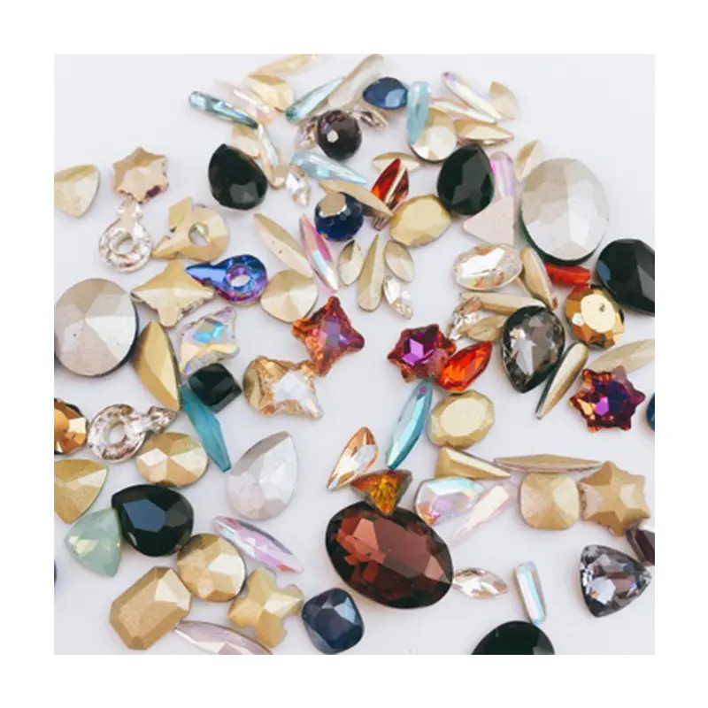 100 unids/pack diseños mixtos tamaños de colores de joyería de aleación de ab de cristales de diamantes de imitación para arte de uñas