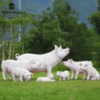 Estatua de Cerdo Grande de FRP, Escultura de Animal Realista para Jardín, Parque, Granja, Resort, Decoración de Paisaje Exterior