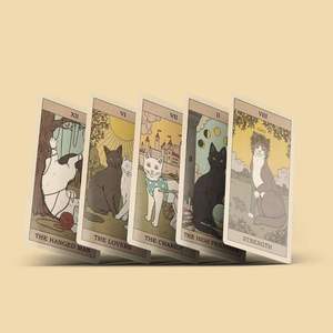 Jeu de tarot pour chat de qualité supérieure pour les amoureux <span class=keywords><strong>des</strong></span> <span class=keywords><strong>chats</strong></span>, 78 cartes, taille personnalisée, ensemble d'<span class=keywords><strong>oracle</strong></span> complet avec cartes holographiques, collection européenne - Product Image 4
