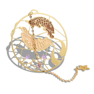 Kim loại tự nhiên tùy chỉnh vàng khắc Bookmark sáng tạo phổ biến cá chép thiết kế may mắn Bookmark - Product Image 6