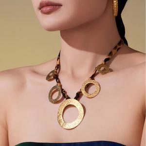 QISEN <strong>Boho</strong> Leopard Scarf <strong>Necklace</strong> with Starfish Seashell Charms Stainless Steel Statement Pendant <strong>Necklace</strong> Jewelry for Women - Product Image 5