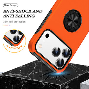 Funda Híbrida 2 en 1 Naranja Resistente a Impactos para <span class=keywords><strong>iPhone</strong></span> 17 16 15 <span class=keywords><strong>14</strong></span> <span class=keywords><strong>Pro</strong></span> Max, TPU y PC, con Anillo Giratorio de 360° - Product Image 3