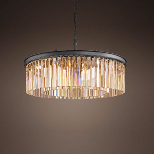 American Design Chandelier <b>Lamp</b> Home Hotel Black Round <b>Large</b> K9 Crystal Chandeliers Lighting - Product Image 2