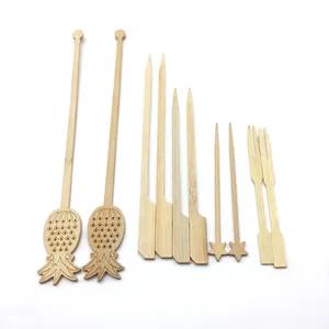Food Grade Export Standard Manufacture BBQ Disposable Kebab Barbecue Flat Bamboo Paddle Fruits Skewer with Custom Logo