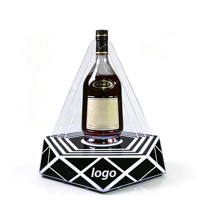 Support d'affichage de bouteille d'alcool en acrylique LED personnalisé, présentoir géométrique pour une seule bouteille avec logo personnalisé pour bar et présentation en magasin