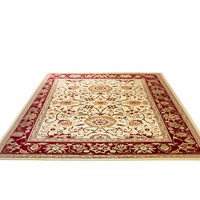 Tapis Oriental Traditionnel à Motifs Floraux 8x10 Ivoire Rouge en Polypropylène à Poils Moyens avec Dos en Jute Fin, Résistant aux Taches et Anti-Chute de Poils