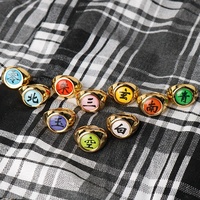 Mercancía de Anime, Juego de Anillos de Ninja con Personajes, Material Metálico, Tamaño Ajustable