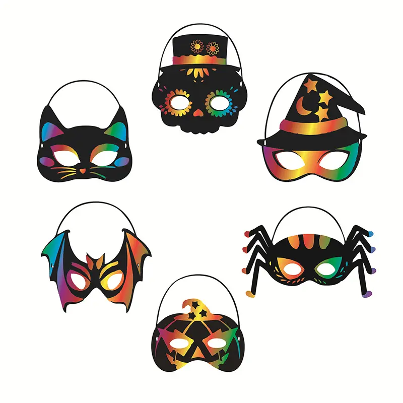 Halloween Scratch Painting Animal Masks Party Ball DIY Mask Decorations Decorative Props