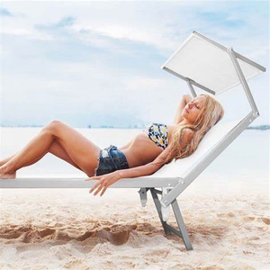 ALUMÍNIO CAMA MAR RECLINAÇÃO JARDIM PORTÁTIL DOBRAR SUNBED têxtil praia espreguiçadeira com dossel ao ar livre <span class=keywords><strong>chaise</strong></span> <span class=keywords><strong>lounge</strong></span>