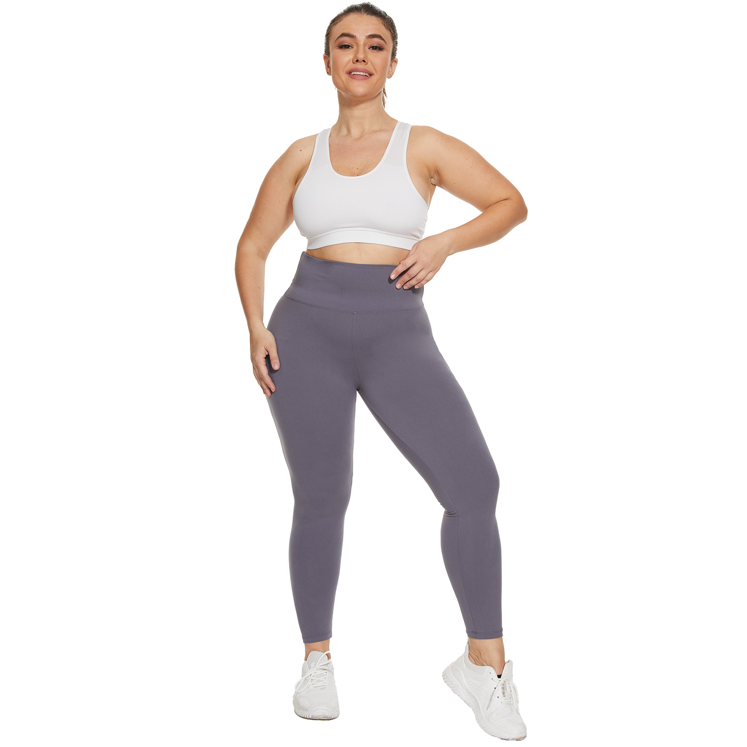 Ladies Wholesale Custom Logo Polyester Spandex Yoga High Waist Pants Soft Breathable Comfortable Plus Size Leggings for Women
