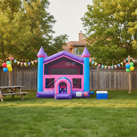 Château gonflable personnalisé de haute qualité et pas cher, 13x13 pieds, 4x4 m, rose, pour enfants