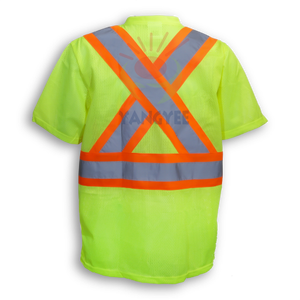 視認性の高い反射安全tシャツカスタムロゴ構造ハイビスワークシャツ長袖男性用Tシャツポケット付き - Product Image 4