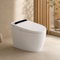 WC intelligent allongé One Piece avec lavage à l'eau chaude, siège chauffant, séchage à l'air, chasse d'eau automatique, affichage numérique, télécommande sans fil et veilleuse