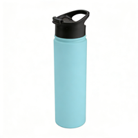 Bouteille d'eau sportive isolée sous vide en acier inoxydable de 22 oz (680 ml) avec couvercle à rabat et poignée de transport
