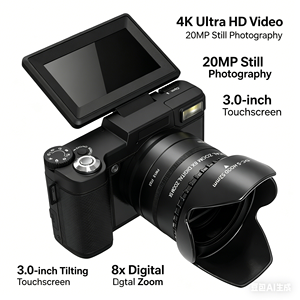 180° Rotatable Digital <b>Camera</b> 5K Video Recording 12.0MP CMOS Max 75MP 3" 640*480 IPS Screen 1300mAh Battery Professional Photogr - Product Image 1