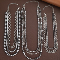 Colliers pendentifs géométriques en plastique perlé style vintage occidental pour femmes, chaînes bohèmes multicouches décontractées, bijoux de mode