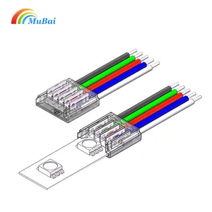 Papan PCB 12mm 5 pin 12V 24V strip led ke kawat konektor kawat terminal konektor untuk RGBW fleksibel SMD LED Strip cahaya