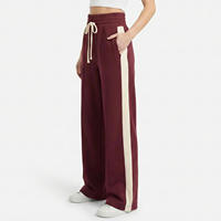 Pantalon de sport décontracté pour femme, taille haute, coupe large, écologique, respirant, imperméable, avec cordon de serrage et patchwork, idéal pour le printemps