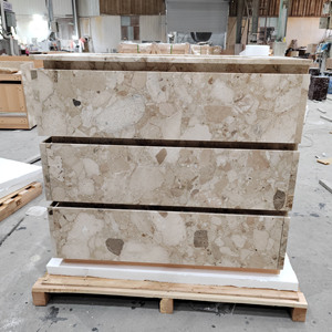 <span class=keywords><strong>Lavabo</strong></span> de tocador de baño de mármol <span class=keywords><strong>Beige</strong></span> claro único estilo minimalista fregadero individual de mármol gabinete de tocador de baño con <span class=keywords><strong>lavabo</strong></span> de cajón - Product Image 2