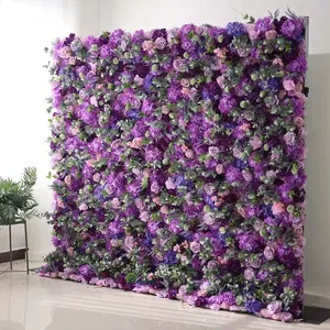 Zemin dekorasyon paneli ev dekor ipek çerçeve sahte ucuz düğün 3D Roll Up yapay çiçek duvar