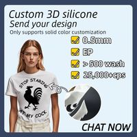 Étiquettes 3D en silicone personnalisées avec logo d'usine, impression par transfert thermique au plastisol, lavables et imperméables