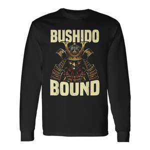 T-shirt à manches longues Bushido Bound, design armure de samouraï, noir - Product Image 1