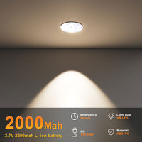 Plafonnier LED encastré d'urgence avec batterie au lithium intégrée de 2000 mAh et driver intégré, lumière circulaire