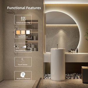 Có thể điều chỉnh 3000K 4000K 6000K màu Spa nửa mặt trăng không đều gương với ánh sáng dẫn cho phòng tắm cao cấp cải tạo - Product Image 3