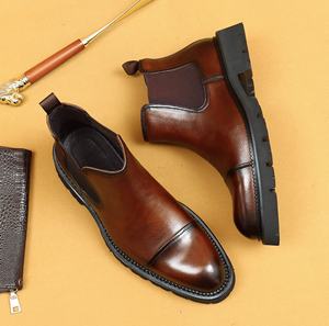 Chaussures de mariage confortables pour hommes, en cuir véritable, à bout en acier, à plateforme, avec coussin d'air, à enfiler, style Oxford montant, pour toutes les saisons - Product Image 3