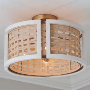 Lámpara de Techo Moderna de Latón, Estilo Nórdico, de Madera y Ratán, para Dormitorio o Villa, Diseño Tejido, Lámpara de Techo <span class=keywords><strong>Navarro</strong></span> Natural - Product Image 3