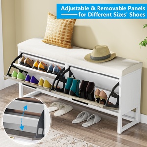 Tribesigns Modern Furniture Entryway Shoe <strong>Storage</strong> <strong>Bench</strong> with <strong>Seat</strong> Cushion Hidden Wood Shoes Cabinet for Living Room - Product Image 3