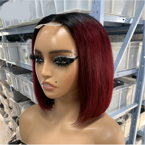 T1B99J-Cheveux Remy brésiliens lisses lisses, 2x6, couleur bordeaux deux tons foncé, 12A, sans colle, HD - Product Image 4