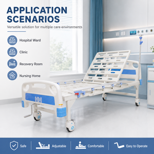 Lit médical manuel à manivelle simple <span class=keywords><strong>de</strong></span> haute qualité avec structure <span class=keywords><strong>de</strong></span> dossier simple, adapté aux hôpitaux et aux cliniques. - Product Image 3