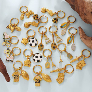 Pendientes Deportivos de Fútbol de Acero Inoxidable 316L con Baño de Oro Fino de 14k y 18k al por Mayor para Mujer - Product Image 1