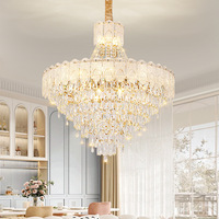 Lustre circulaire moderne de luxe en cristal pour salon, escalier duplex, salle à manger minimaliste, couloir, style crème