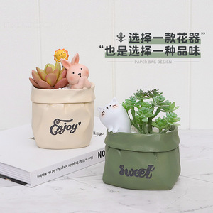 กระถางเรซิ่นรูปสัตว์การ์ตูนสำหรับปลูกไม้อวบน้ำ ตกแต่งโต๊ะทำงานหรือบ้าน ของขวัญน่ารัก - Product Image 4